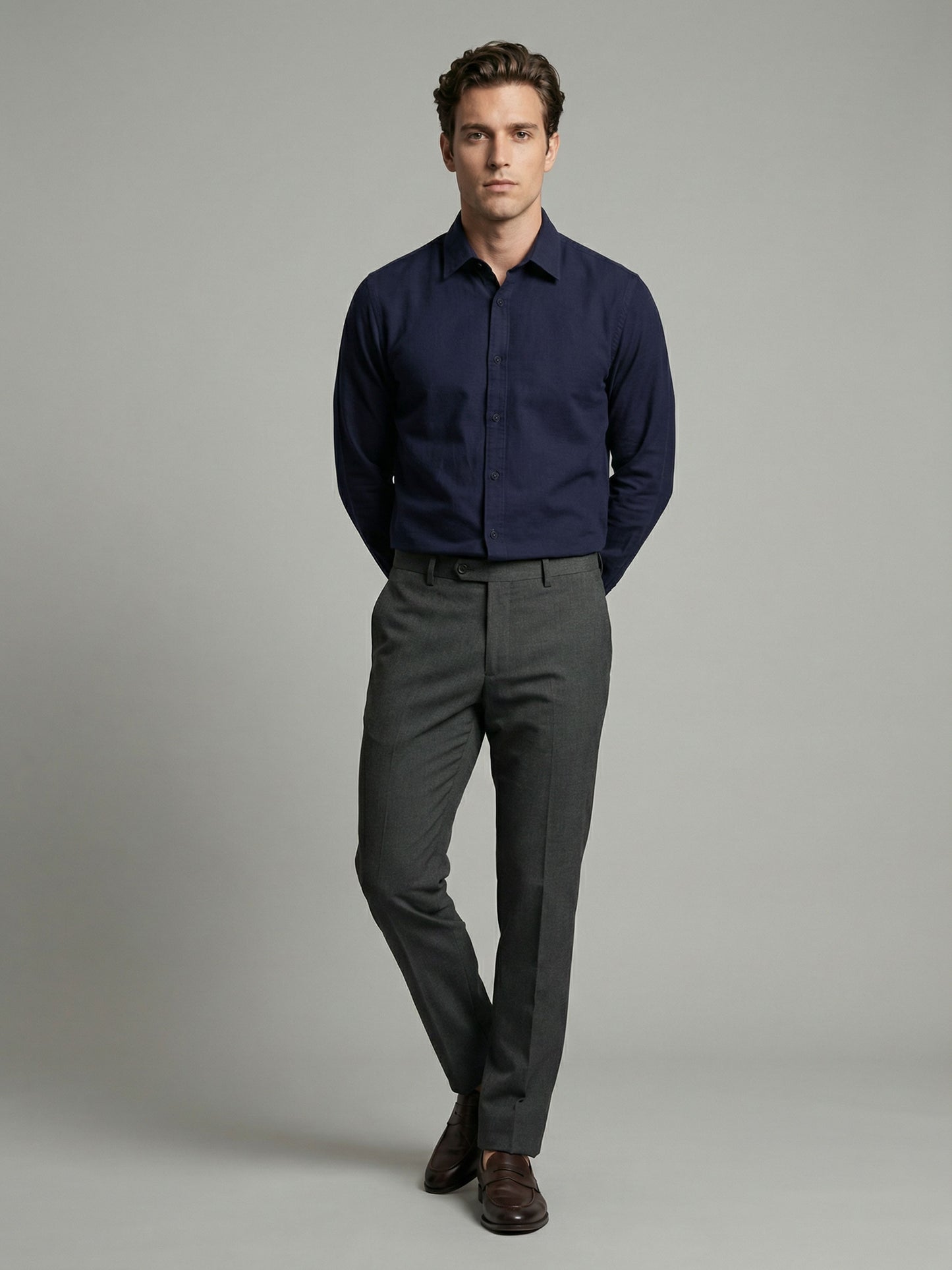 Celio* Men Navy Blue Solid Regular Fit Cotton Shirts