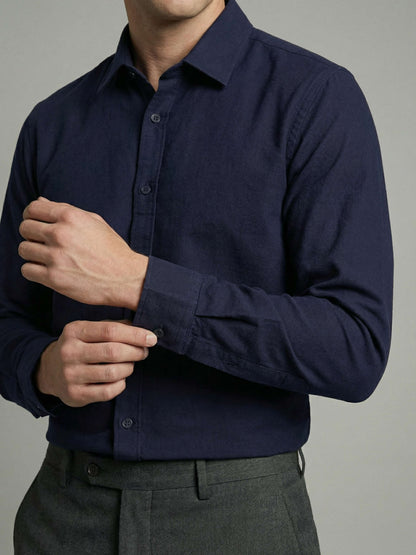 Celio* Men Navy Blue Solid Regular Fit Cotton Shirts