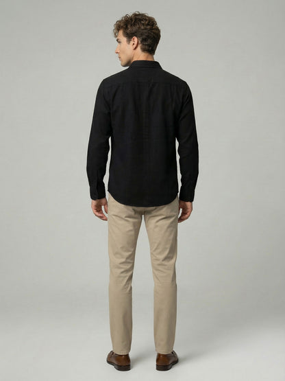 Celio* Men Black Solid Regular Fit Cotton Shirts