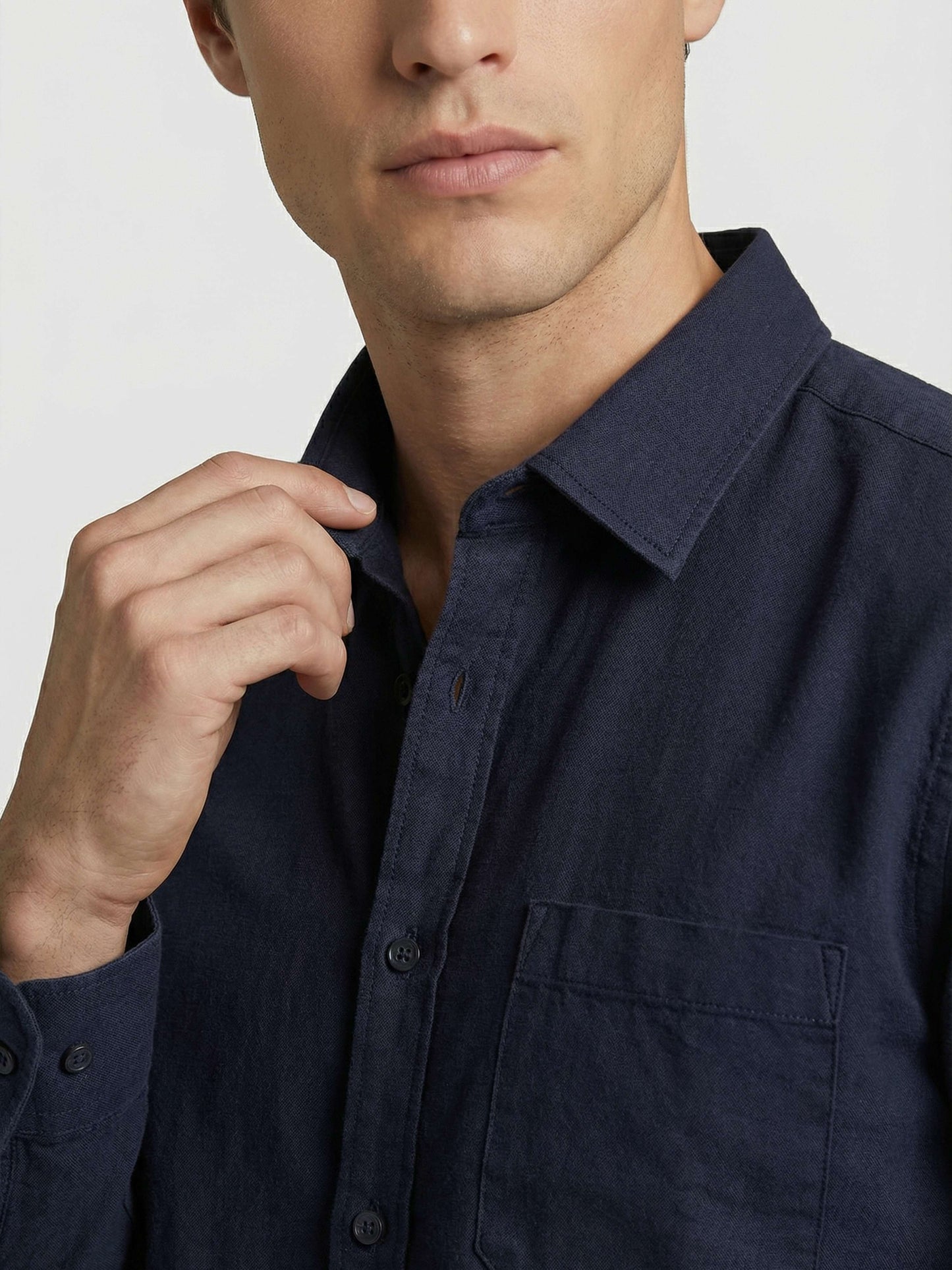 Celio* Men Navy Blue Solid Regular Fit Cotton Shirts