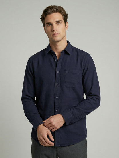Celio* Men Navy Blue Solid Regular Fit Cotton Shirts