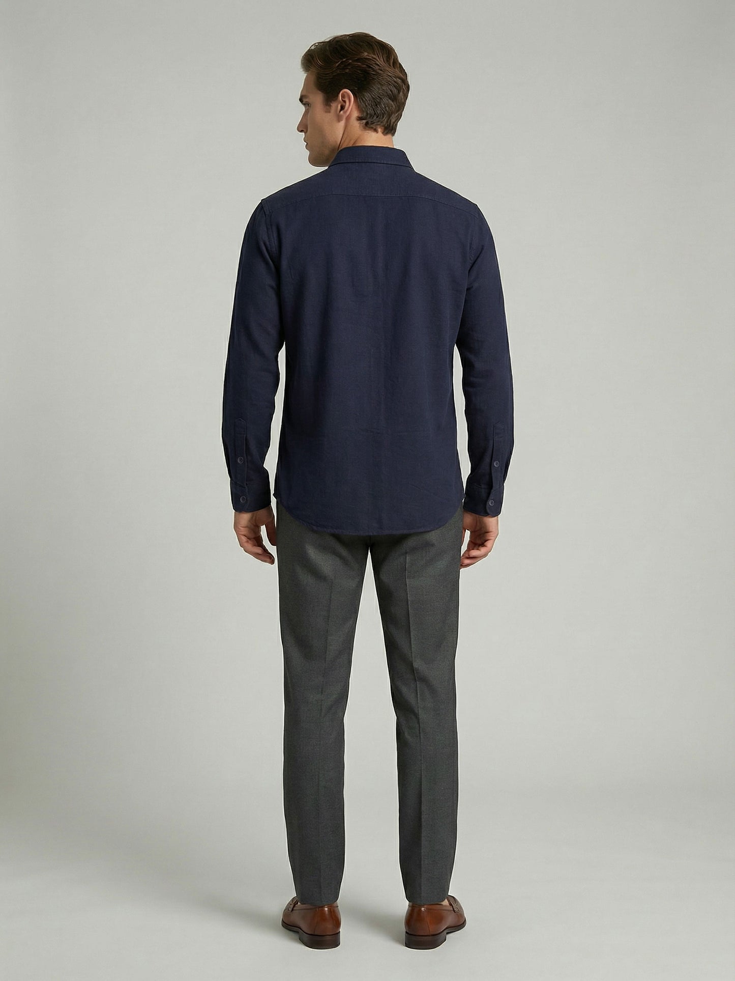 Celio* Men Navy Blue Solid Regular Fit Cotton Shirts