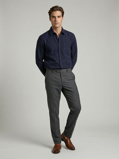 Celio* Men Navy Blue Solid Regular Fit Cotton Shirts