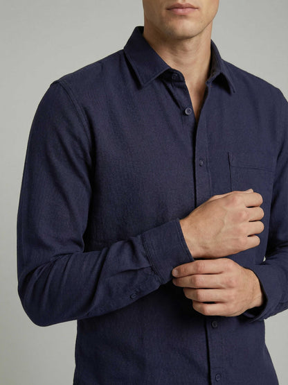 Celio* Men Navy Blue Solid Regular Fit Cotton Shirts