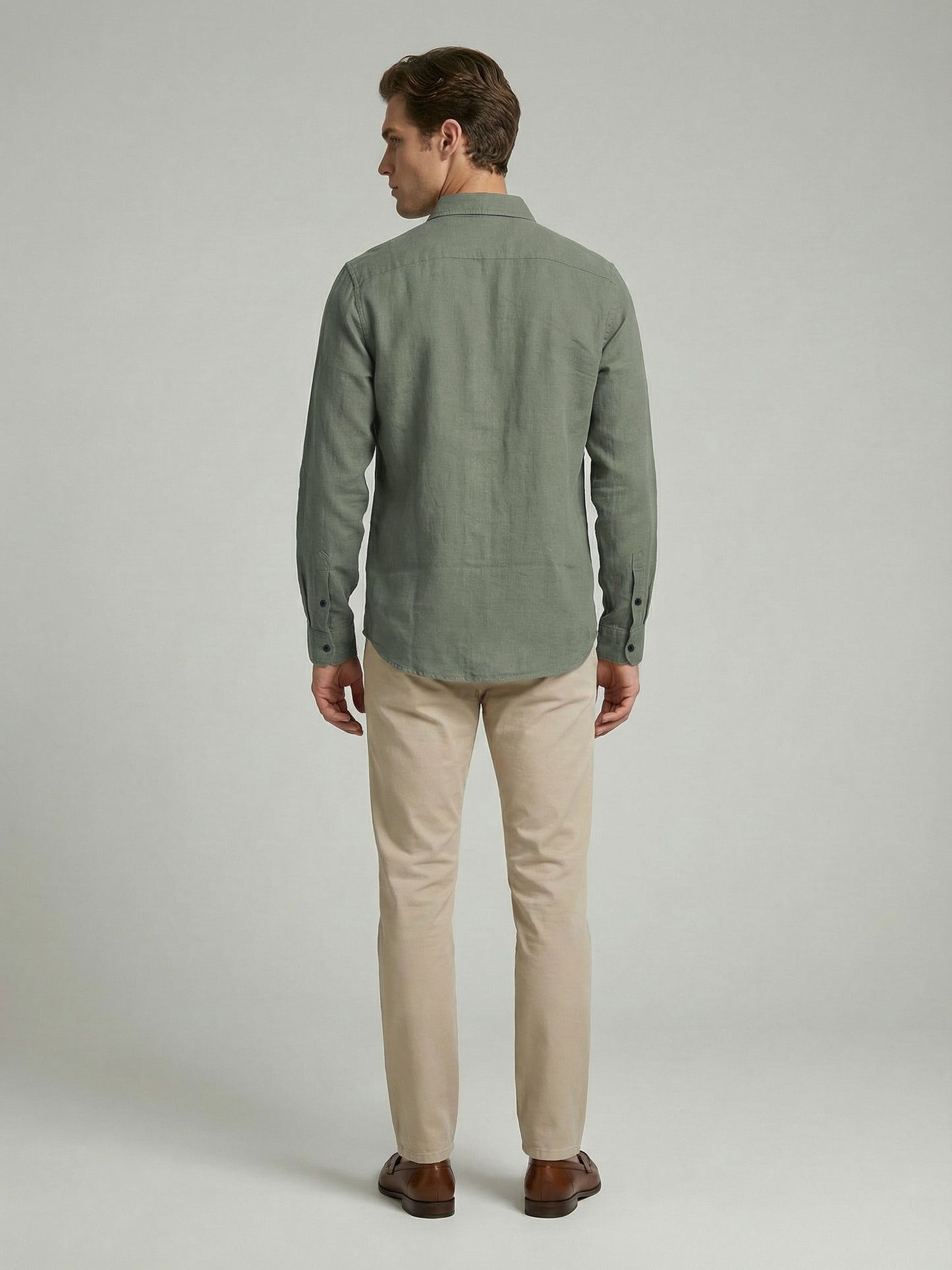 Celio* Men Olive Solid Regular Fit Cotton Shirts