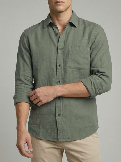 Celio* Men Olive Solid Regular Fit Cotton Shirts