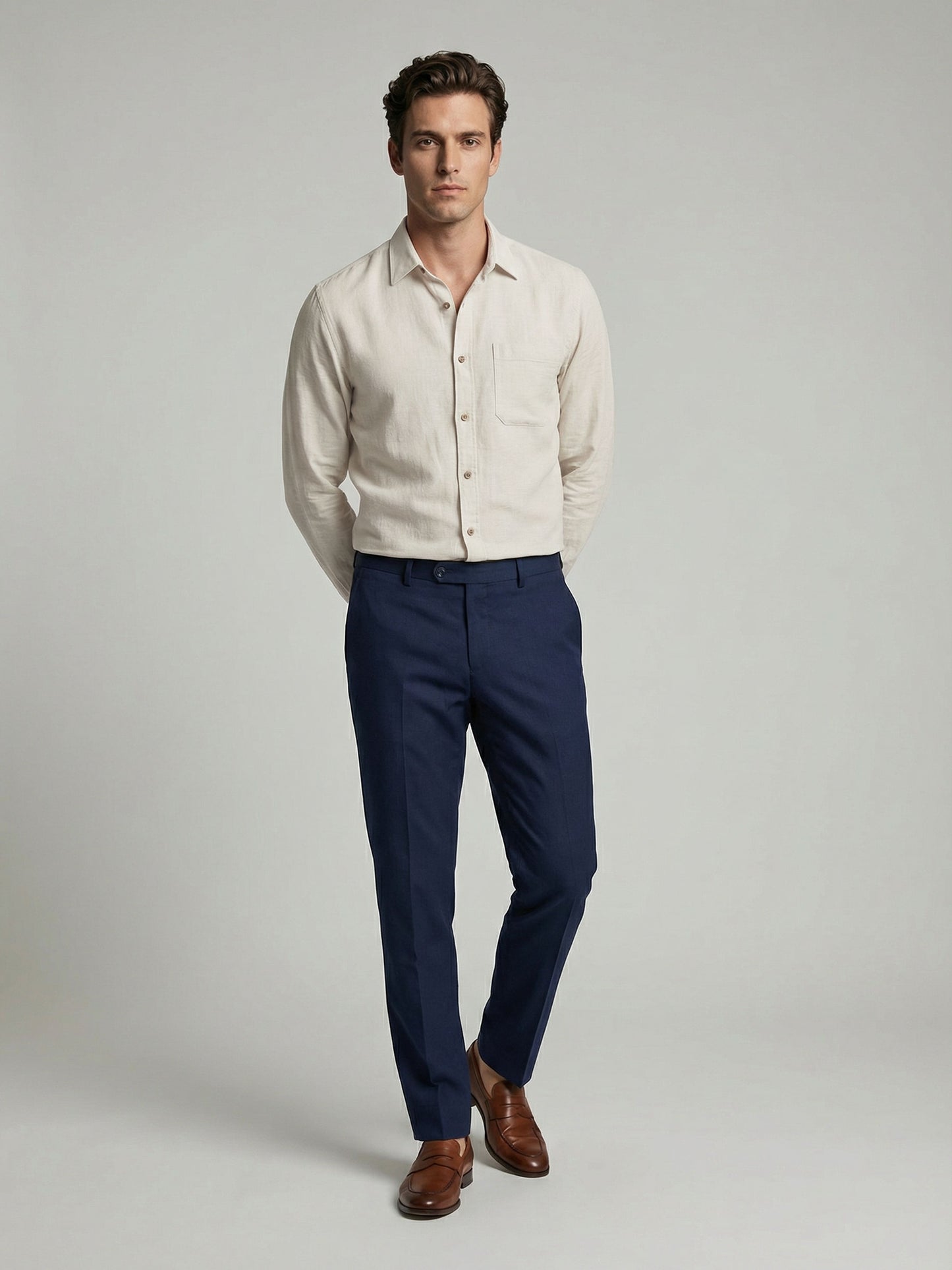 Celio* Men Off White Solid Regular Fit Cotton Shirts