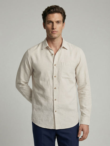 Celio* Men Off White Solid Regular Fit Cotton Shirts