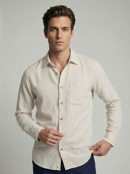 Celio* Men Off White Solid Regular Fit Cotton Shirts