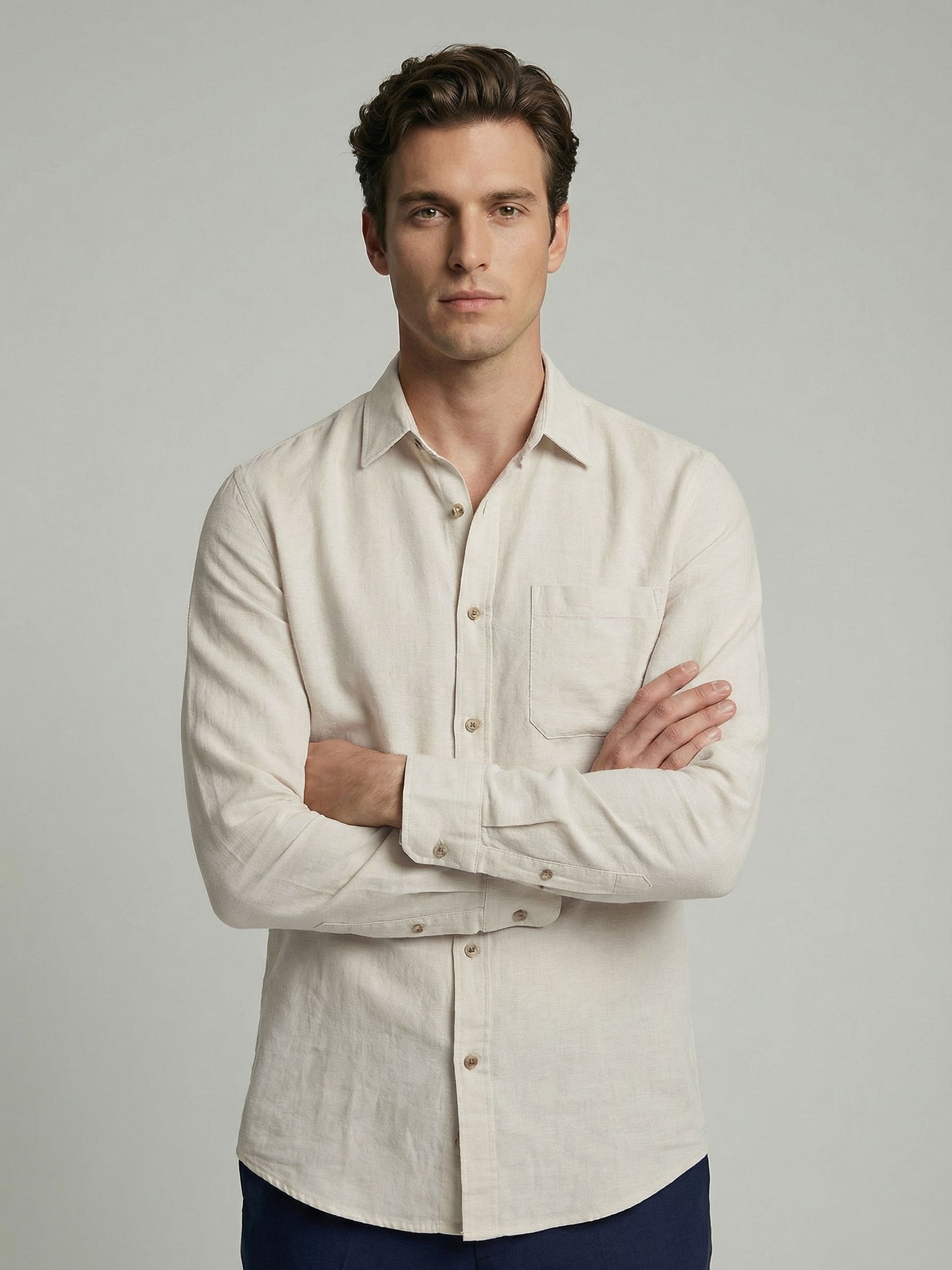 Celio* Men Off White Solid Regular Fit Cotton Shirts