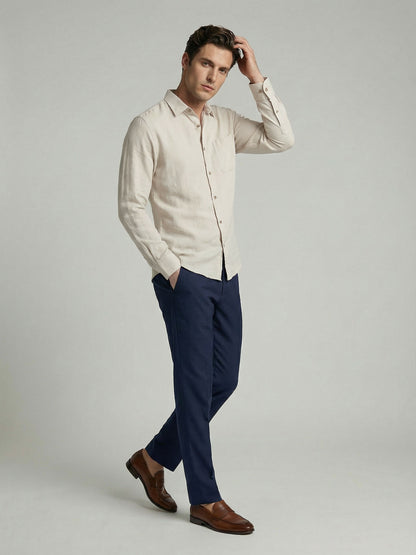 Celio* Men Off White Solid Regular Fit Cotton Shirts