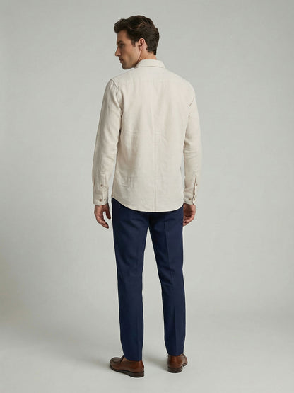 Celio* Men Off White Solid Regular Fit Cotton Shirts