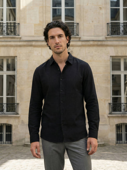 Celio Men Black Solid Regular Fit Cotton Shirts
