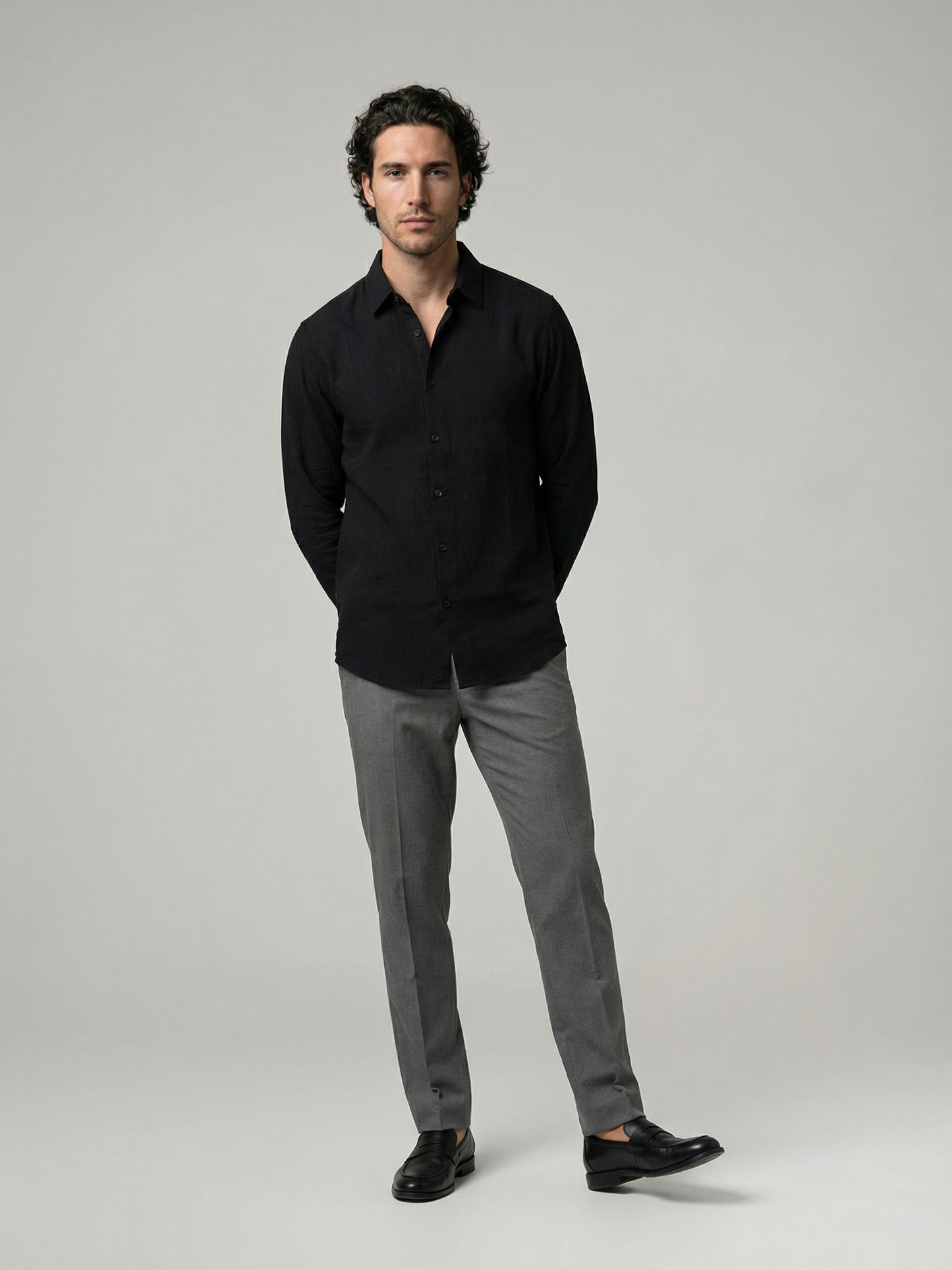 Celio Men Black Solid Regular Fit Cotton Shirts