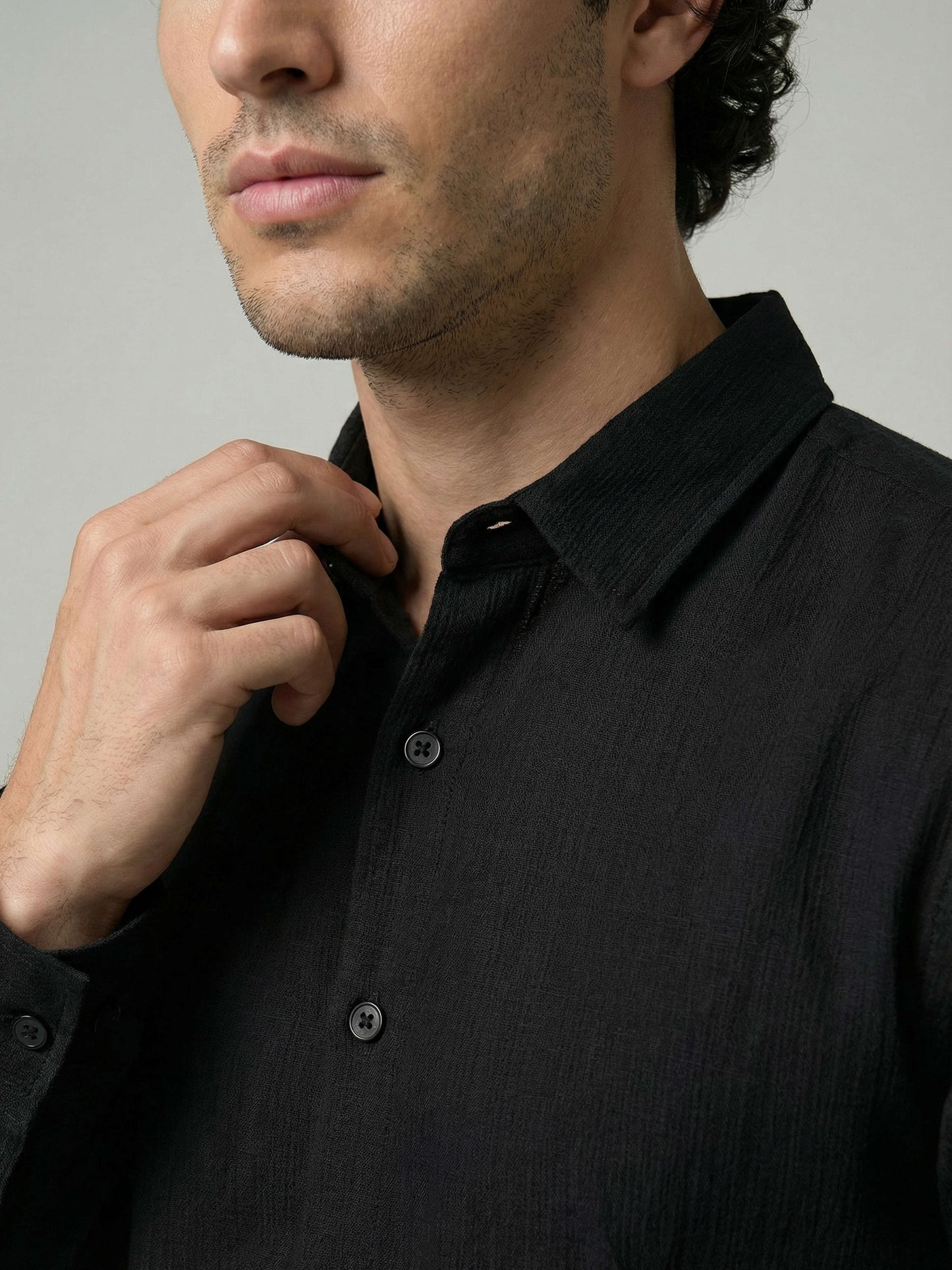 Celio Men Black Solid Regular Fit Cotton Shirts