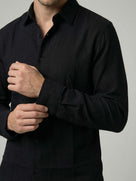 Celio Men Black Solid Regular Fit Cotton Shirts