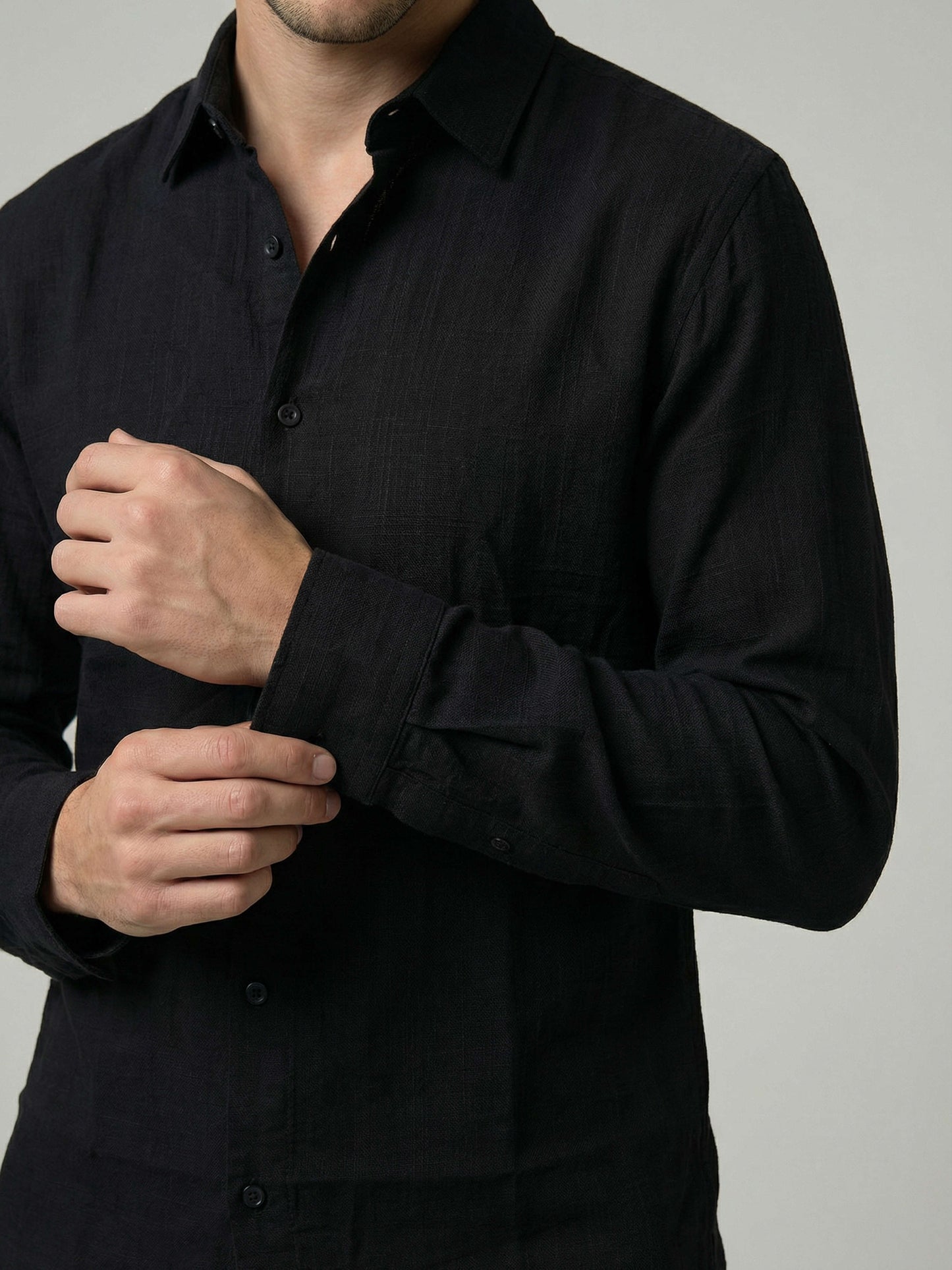 Celio Men Black Solid Regular Fit Cotton Shirts