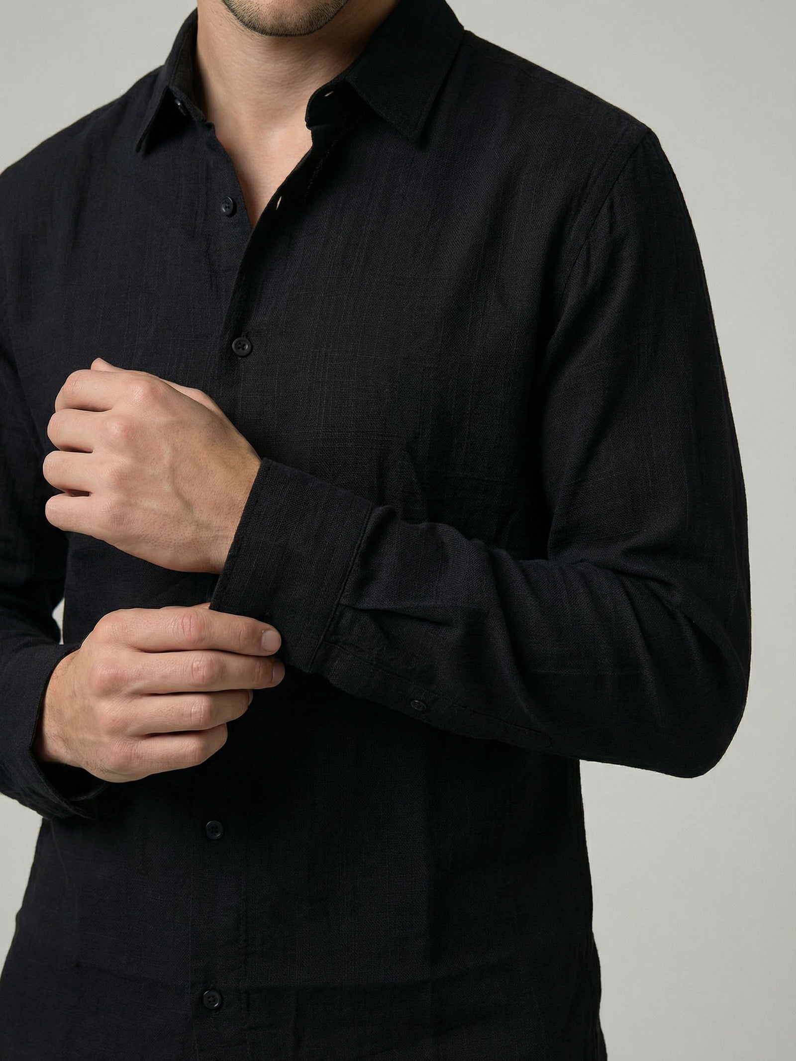 Celio Men Black Solid Regular Fit Cotton Shirts