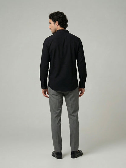 Celio Men Black Solid Regular Fit Cotton Shirts