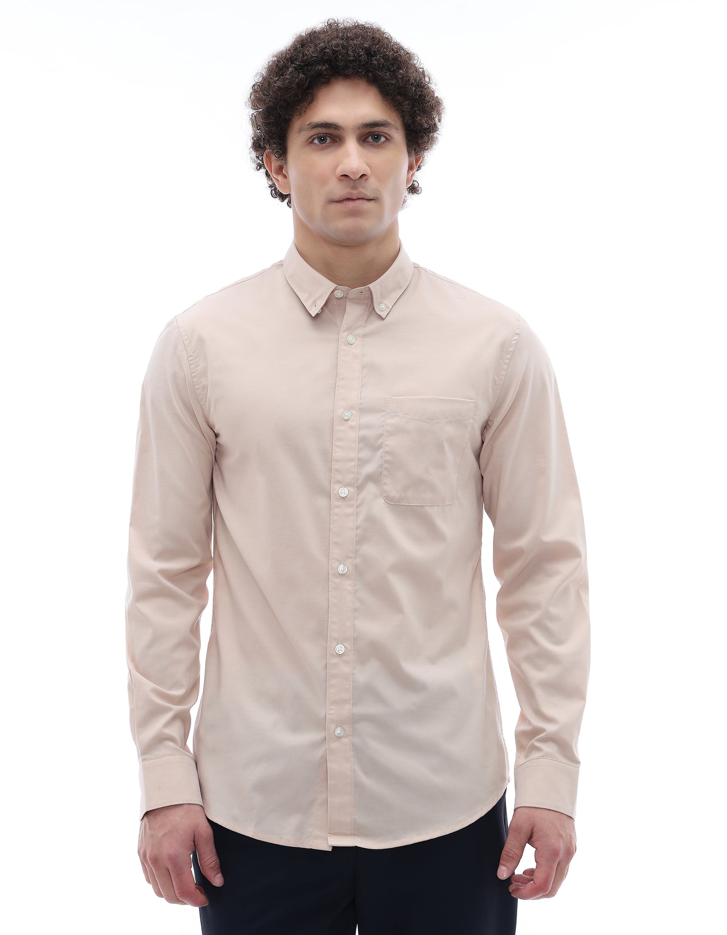 Celio Mens Beige Solid Regular Fit Cotton Shirts