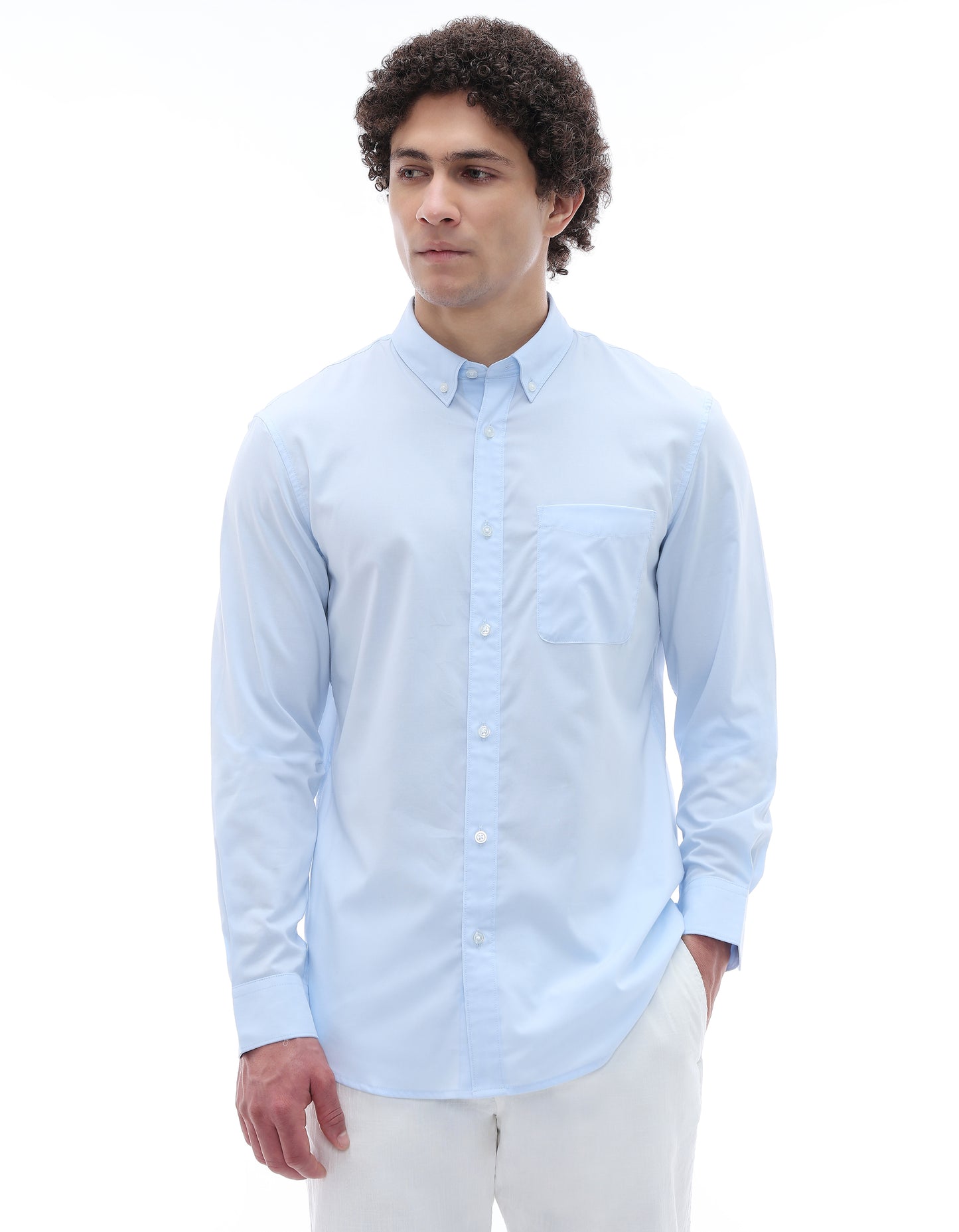 Celio Mens Blue Solid Regular Fit Cotton Shirts