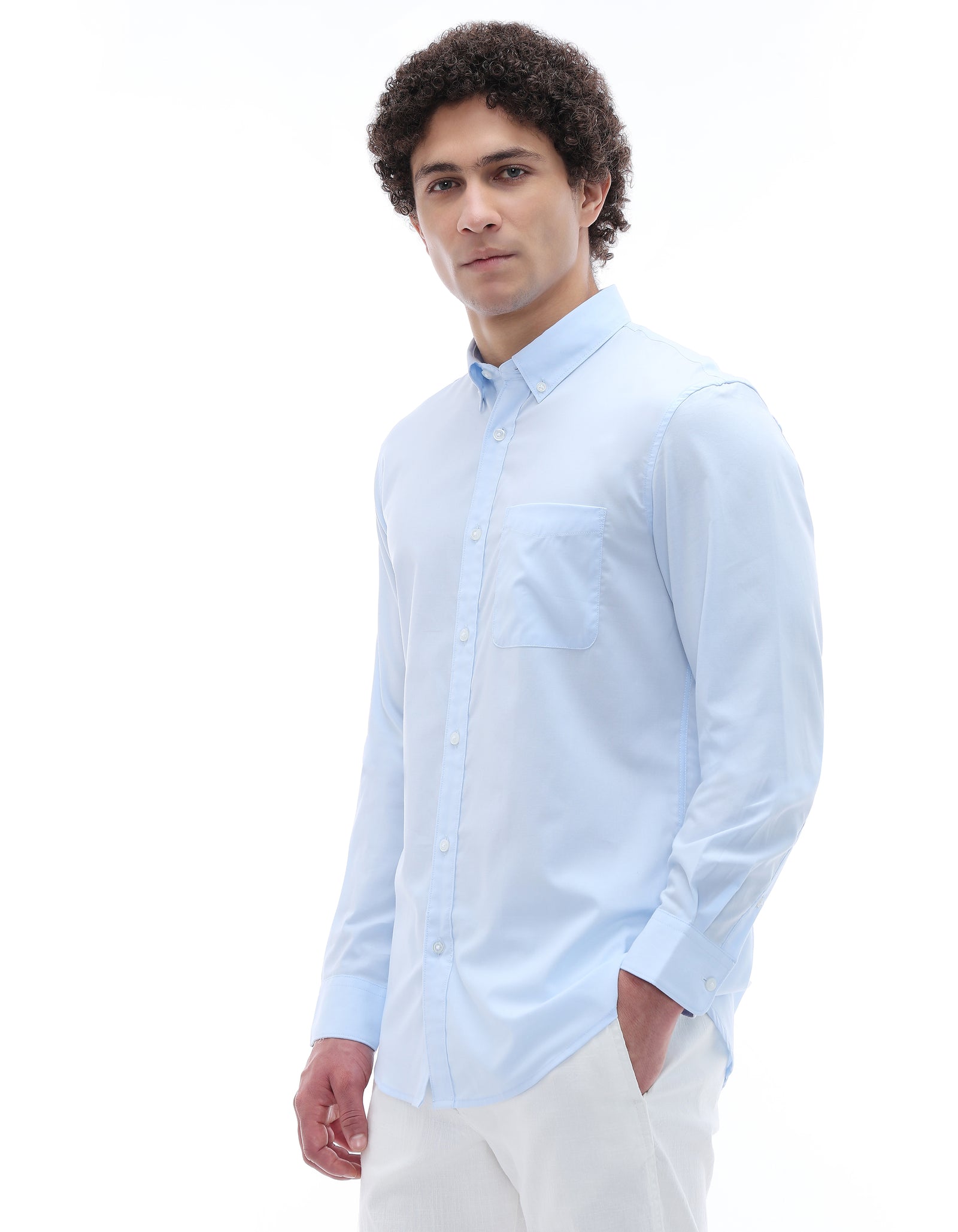Celio Mens Blue Solid Regular Fit Cotton Shirts