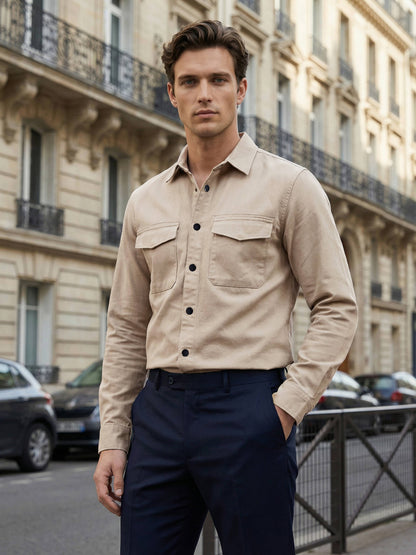 Celio* Men Beige Solid Oversized Cotton Shirts