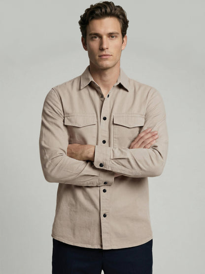 Celio* Men Beige Solid Oversized Cotton Shirts