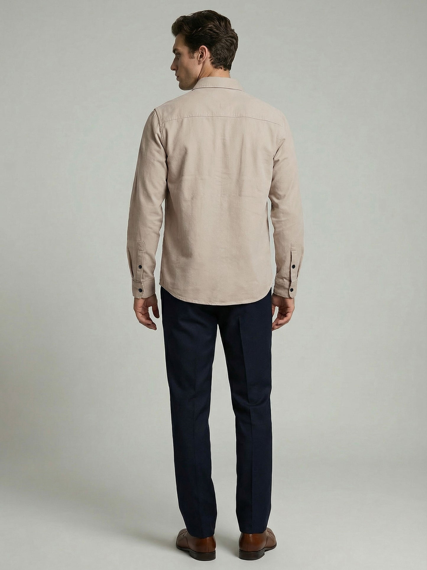 Celio* Men Beige Solid Oversized Cotton Shirts