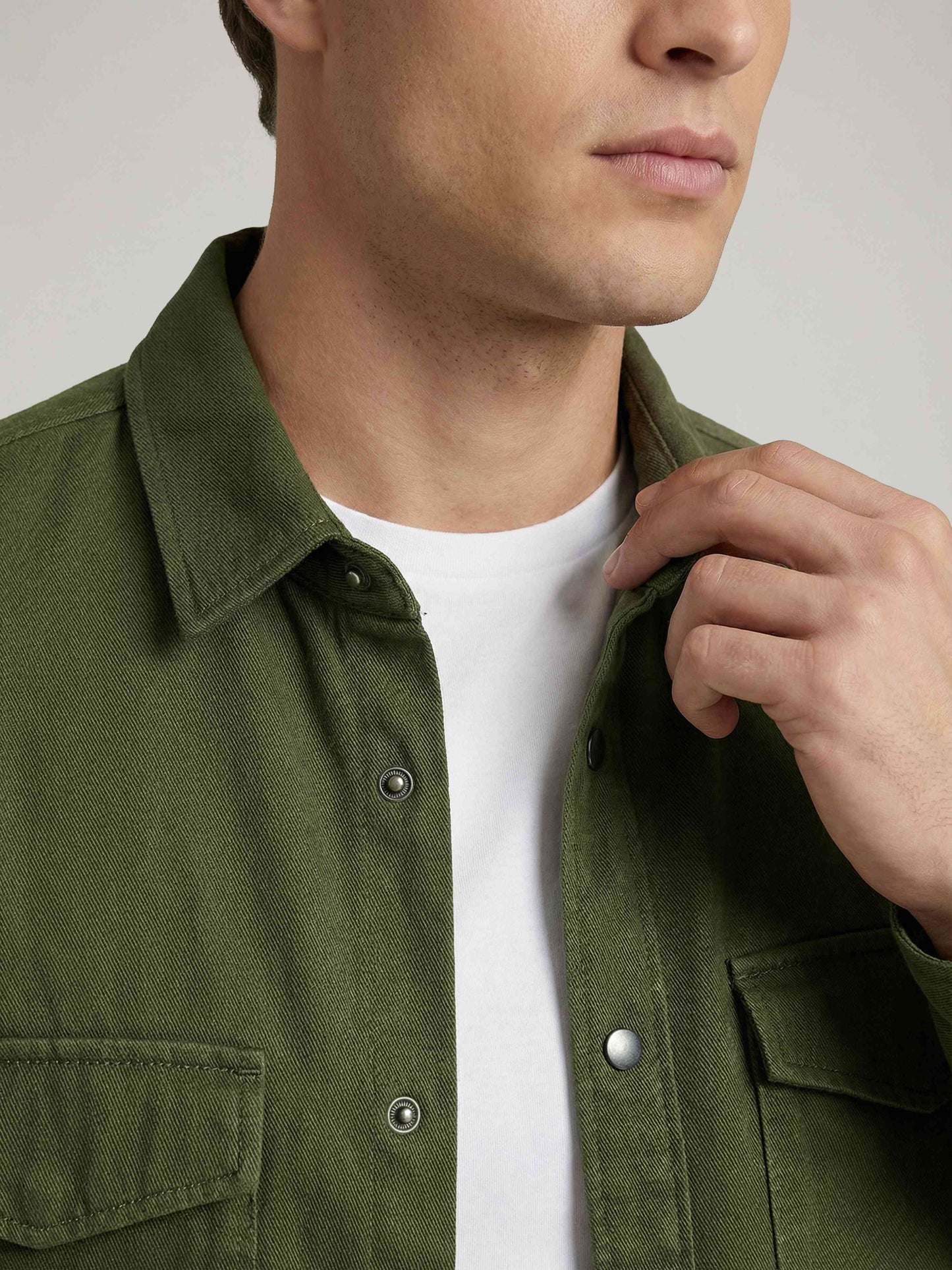 Celio* Men Olive Solid Oversized Cotton Shirts