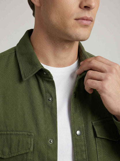 Celio* Men Olive Solid Oversized Cotton Shirts