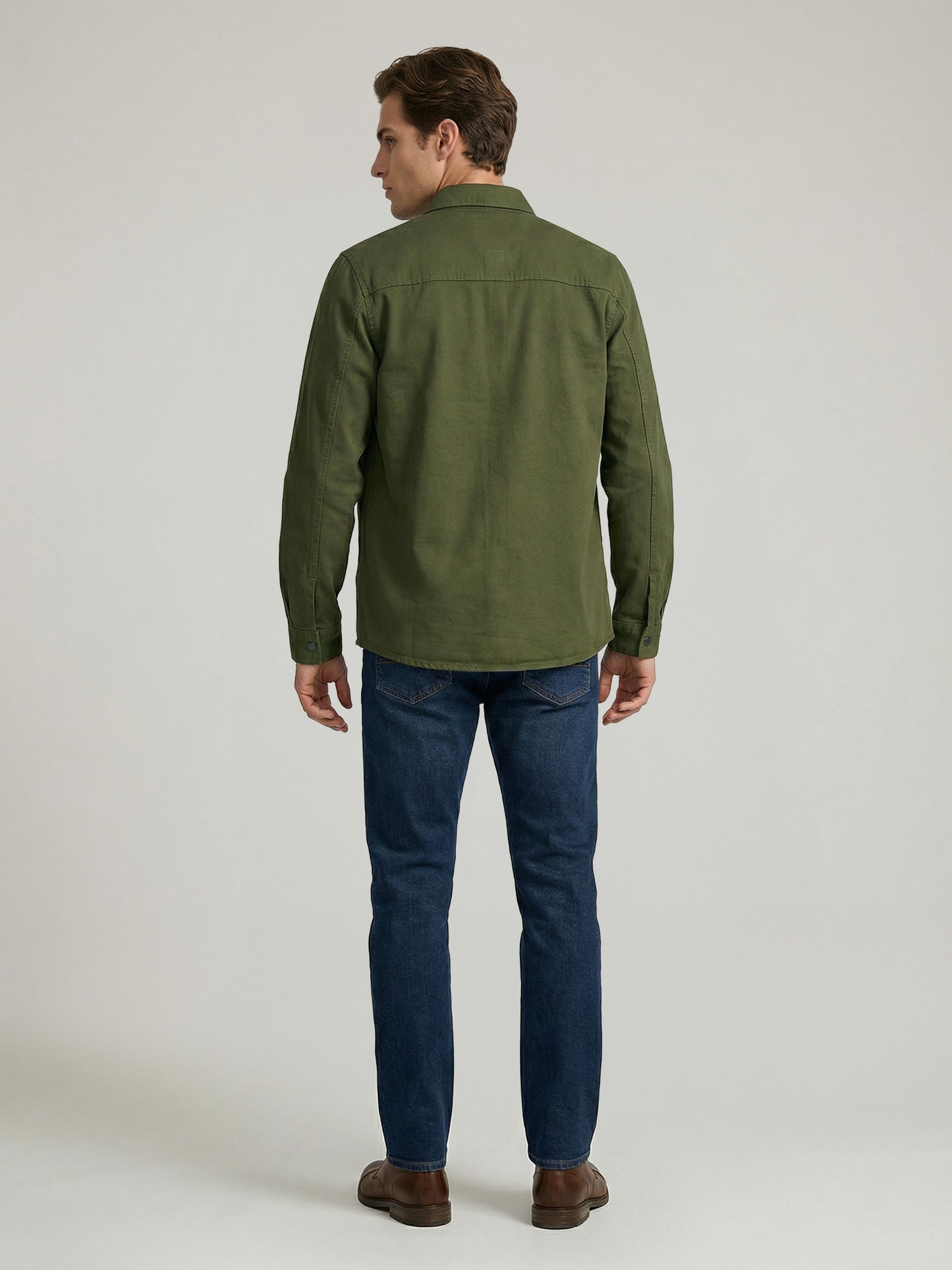 Celio* Men Olive Solid Oversized Cotton Shirts