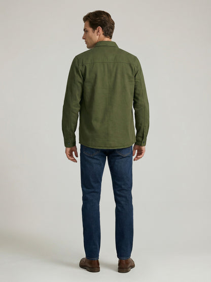 Celio* Men Olive Solid Oversized Cotton Shirts