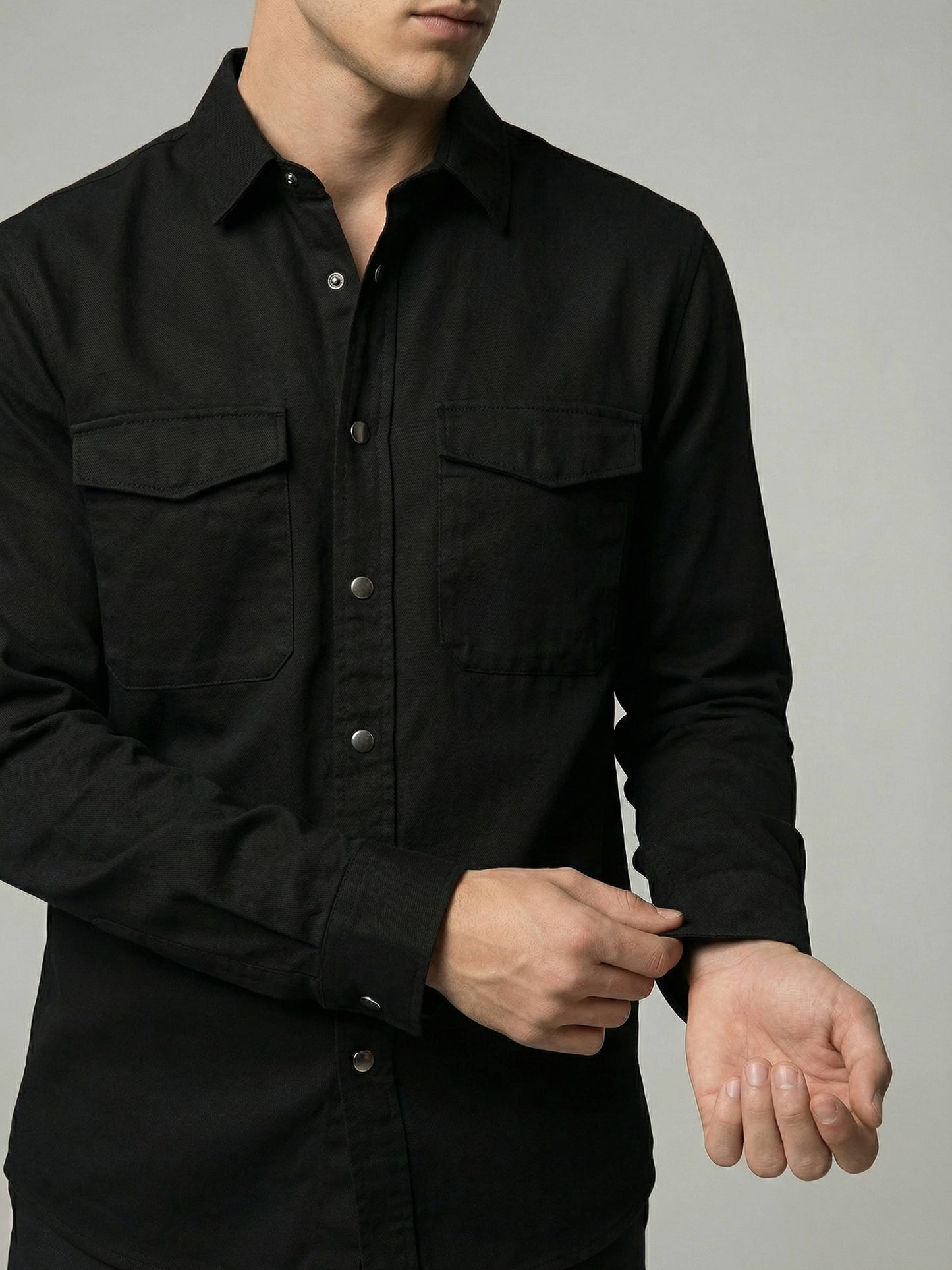 Celio* Men Black Solid Oversized Cotton Shirts