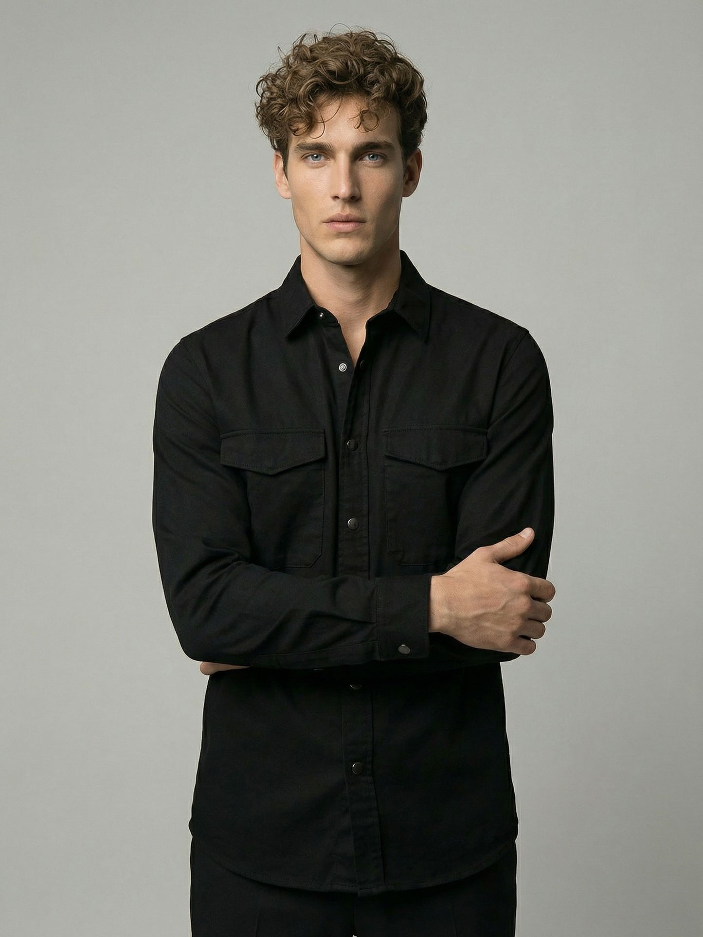Celio* Men Black Solid Oversized Cotton Shirts
