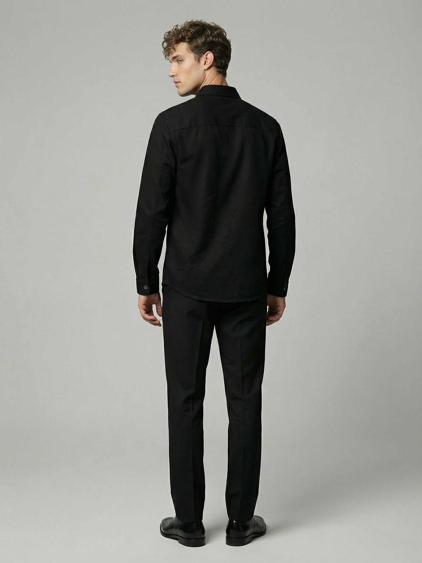 Celio* Men Black Solid Oversized Cotton Shirts