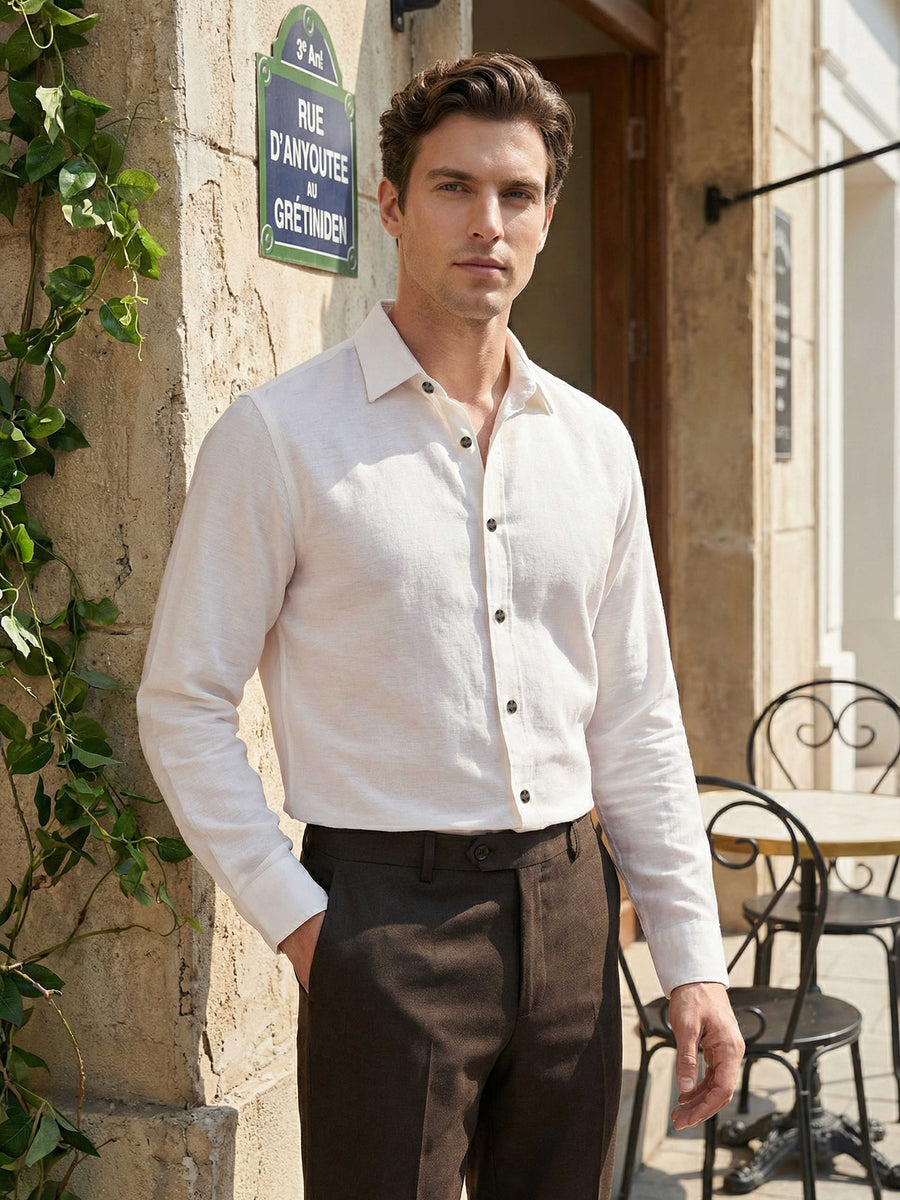 Celio* Men Off White Solid Regular Fit Polyester Shirts