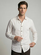 Celio* Men Off White Solid Regular Fit Polyester Shirts