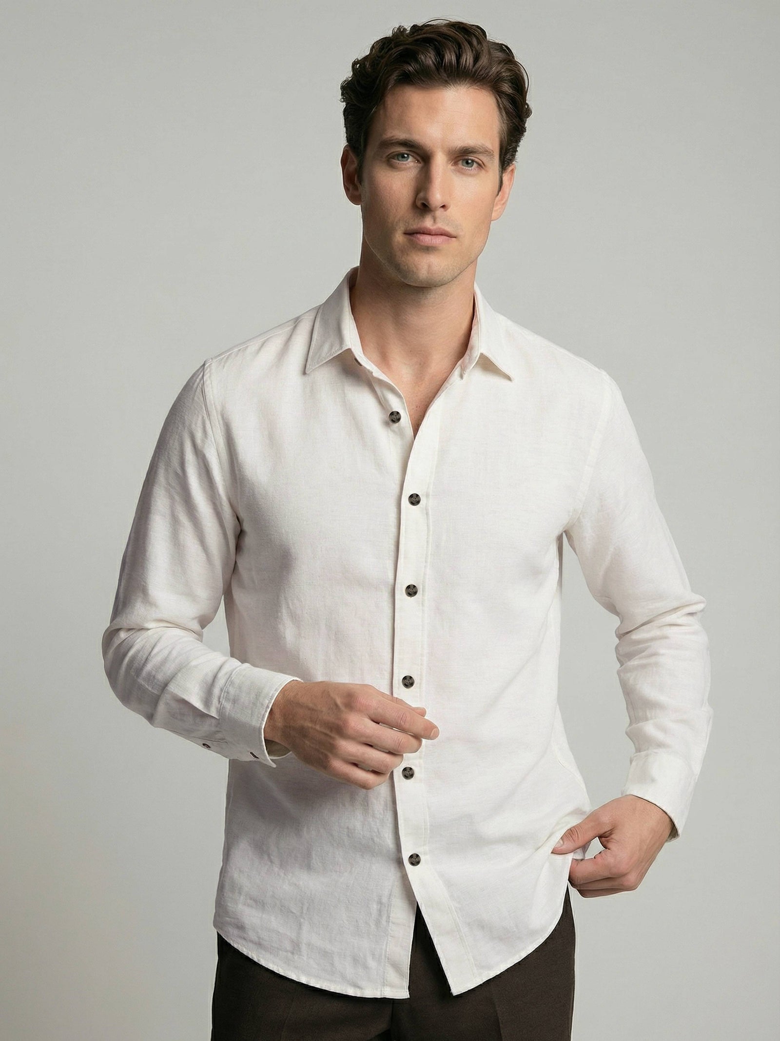 Celio* Men Off White Solid Regular Fit Polyester Shirts