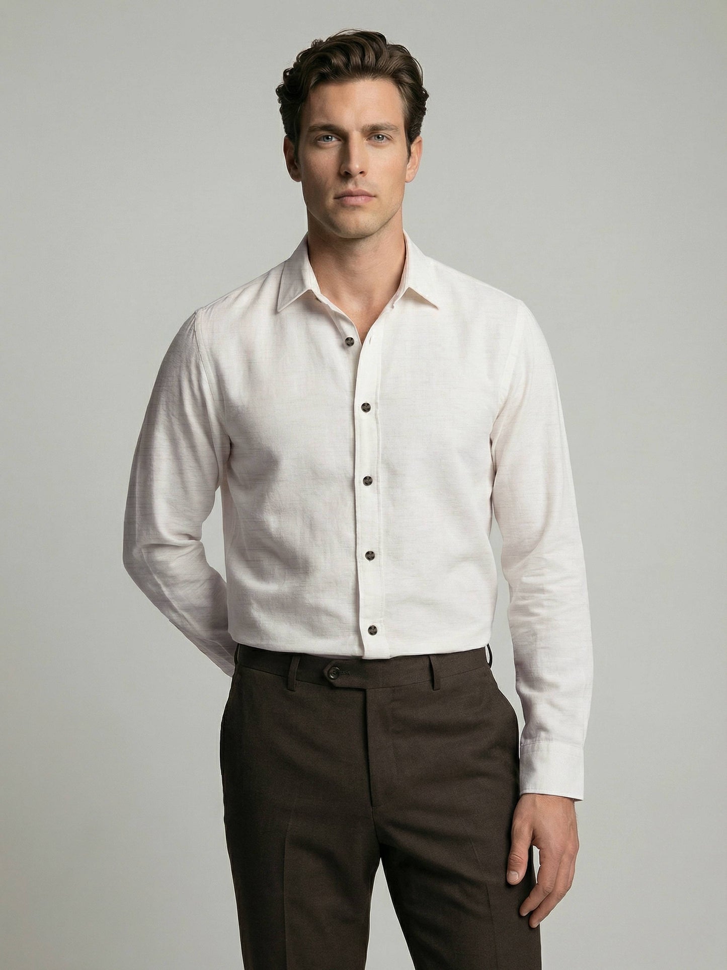 Celio* Men Off White Solid Regular Fit Polyester Shirts