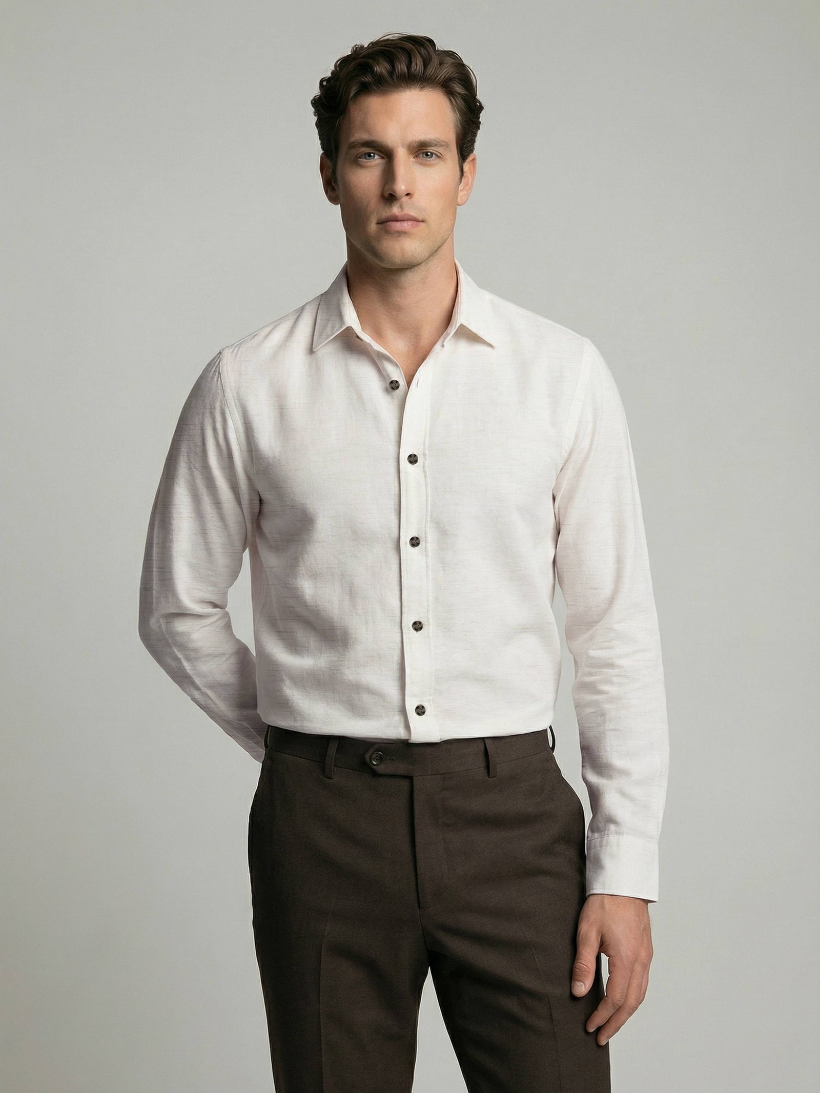 Celio* Men Off White Solid Regular Fit Polyester Shirts