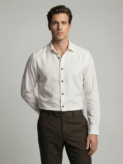 Celio* Men Off White Solid Regular Fit Polyester Shirts