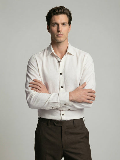 Celio* Men Off White Solid Regular Fit Polyester Shirts