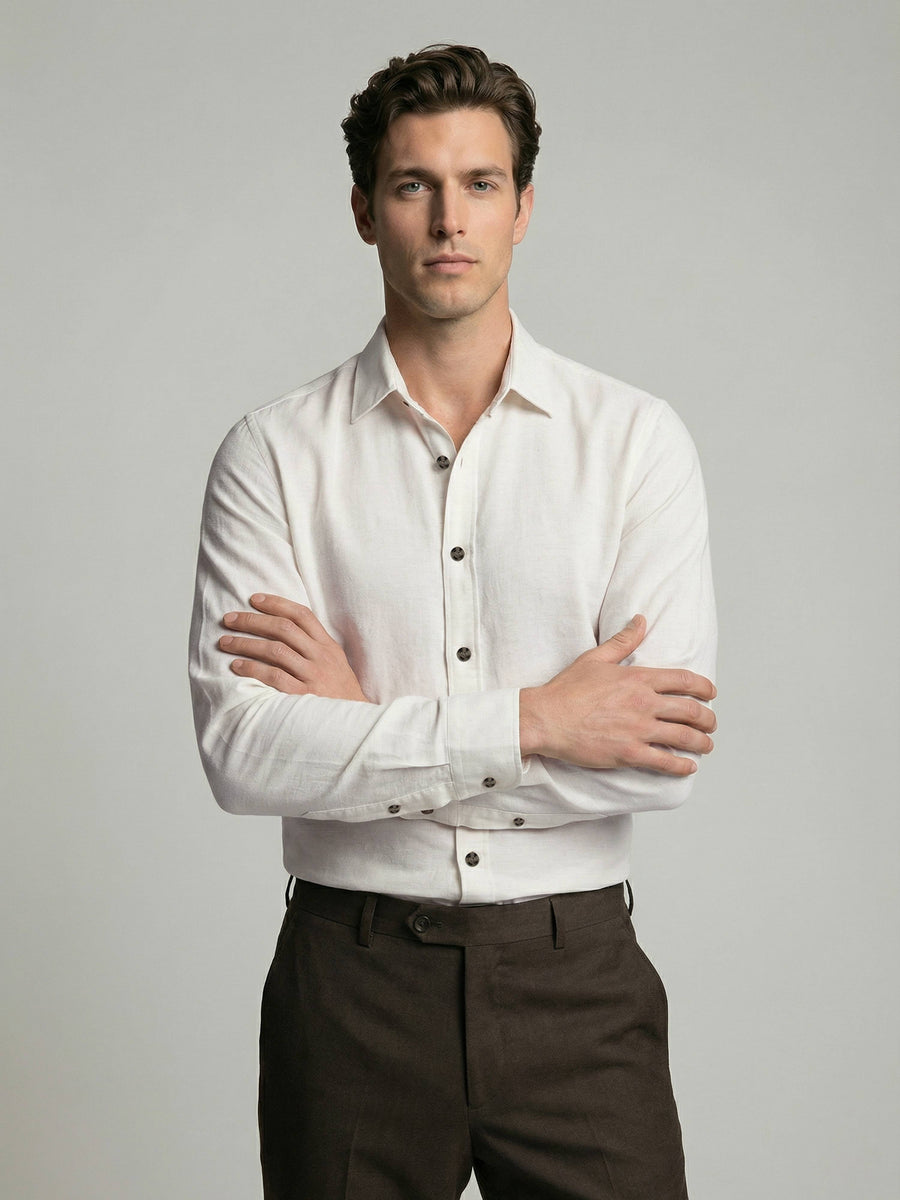 Celio* Men Off White Solid Regular Fit Polyester Shirts
