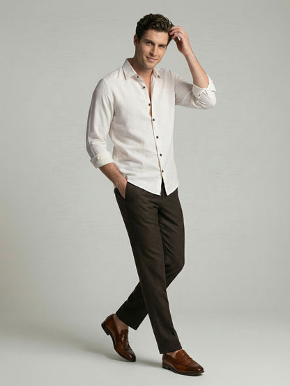 Celio* Men Off White Solid Regular Fit Polyester Shirts