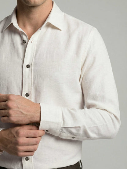 Celio* Men Off White Solid Regular Fit Polyester Shirts