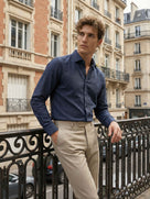 Celio* Men Blue Solid Regular Fit Polyester Shirts