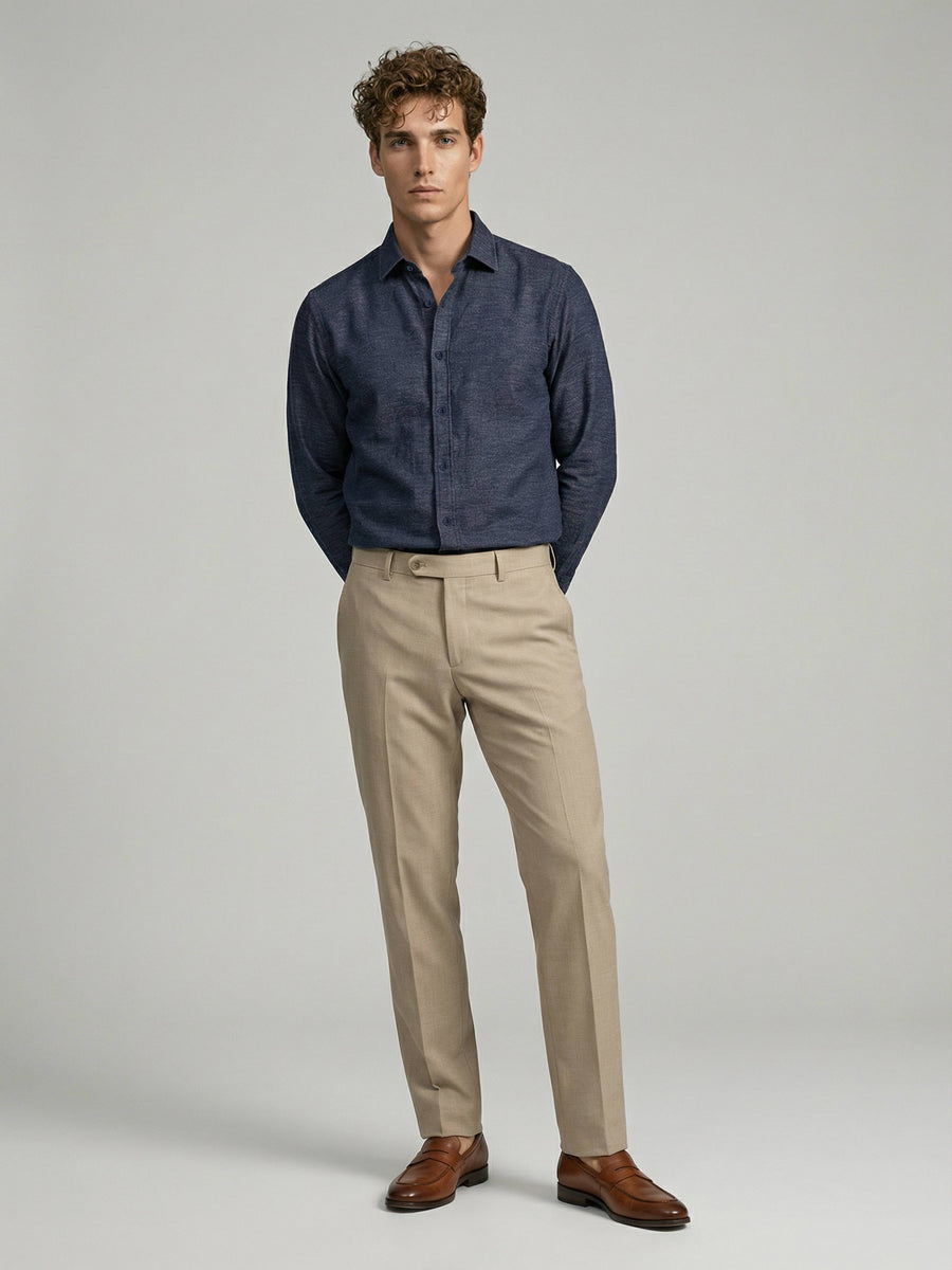 Celio* Men Blue Solid Regular Fit Polyester Shirts