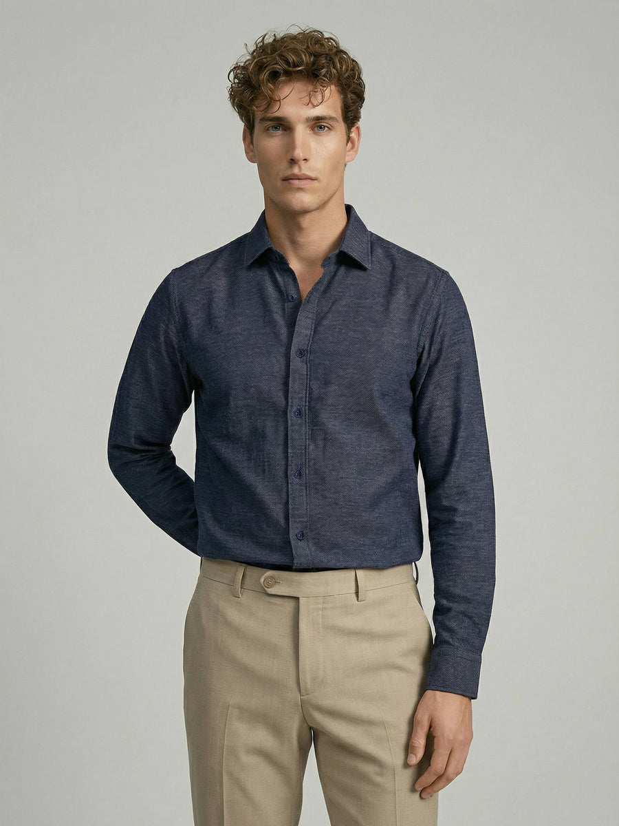 Celio* Men Blue Solid Regular Fit Polyester Shirts