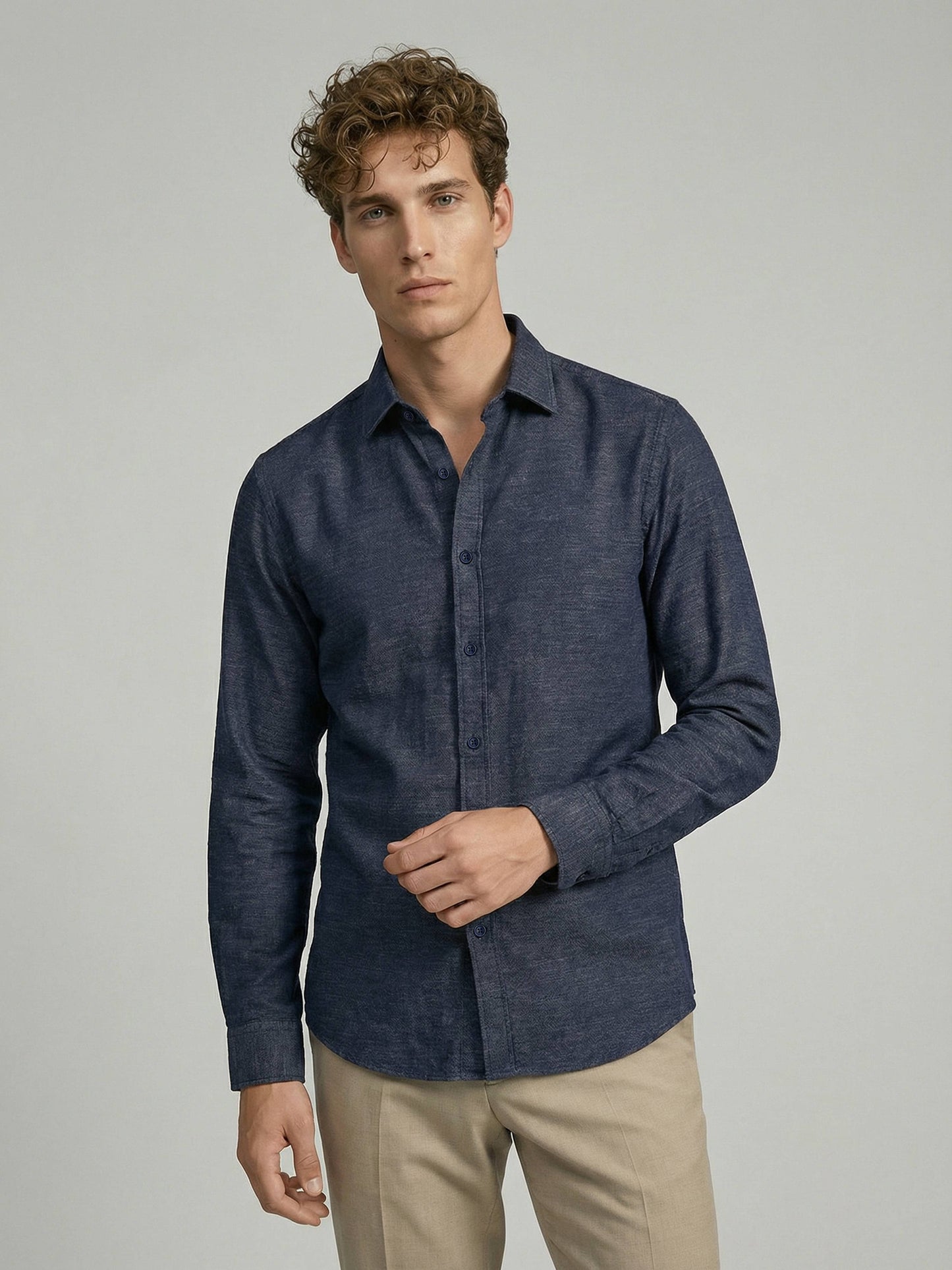 Celio* Men Blue Solid Regular Fit Polyester Shirts